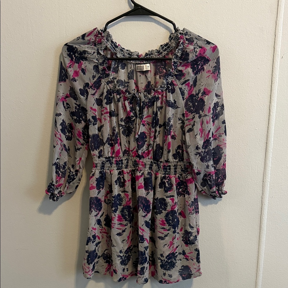 Old Navy Floral Tunic - Gray, Pink, and Blue